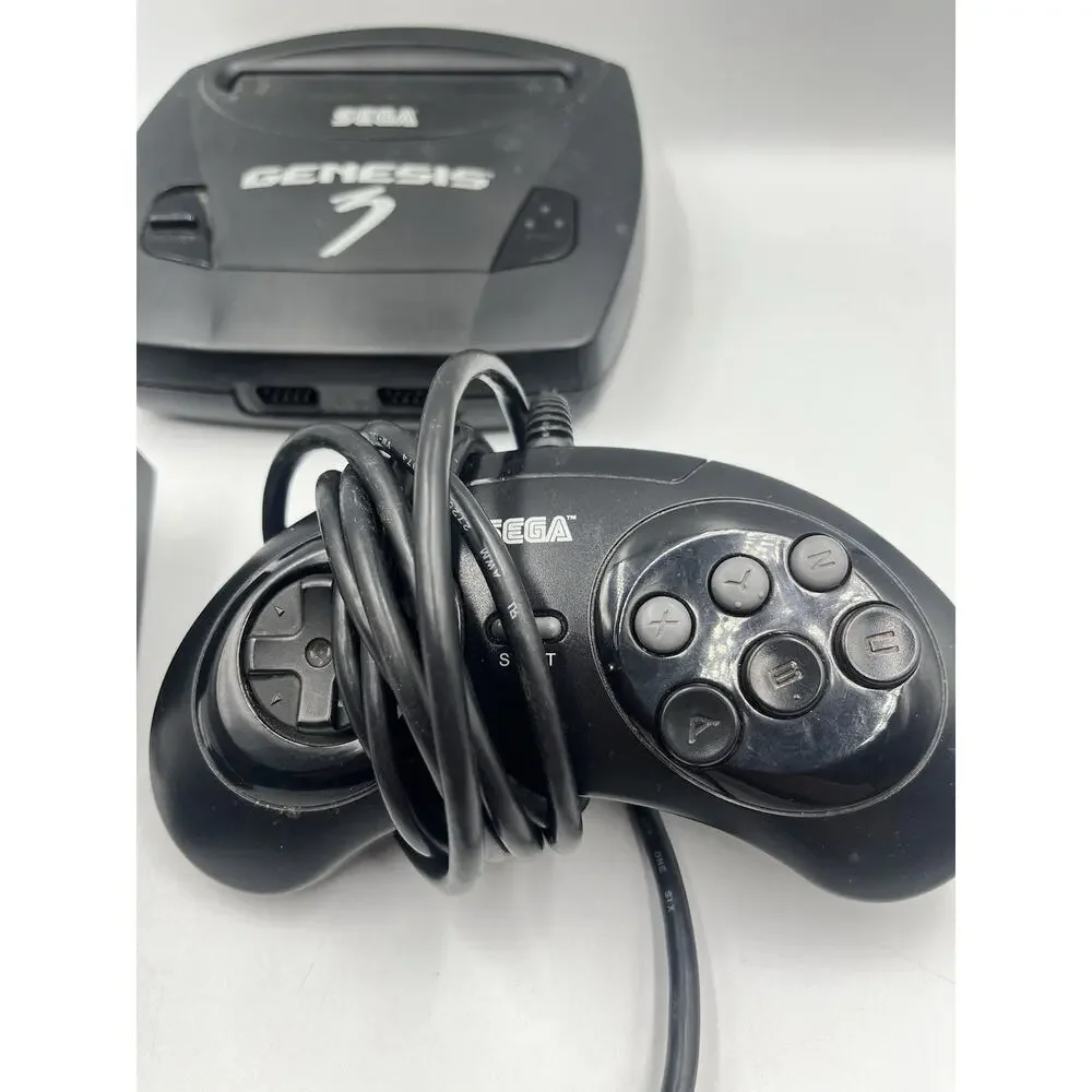 Sega Genesis 3 Console w/ Original 6 Button Controller & OEM Adapter - Black